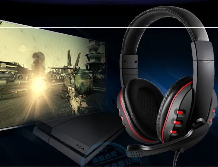 Warlord gaming headset wired with blue colour and soft PU leather earmuffs on black background