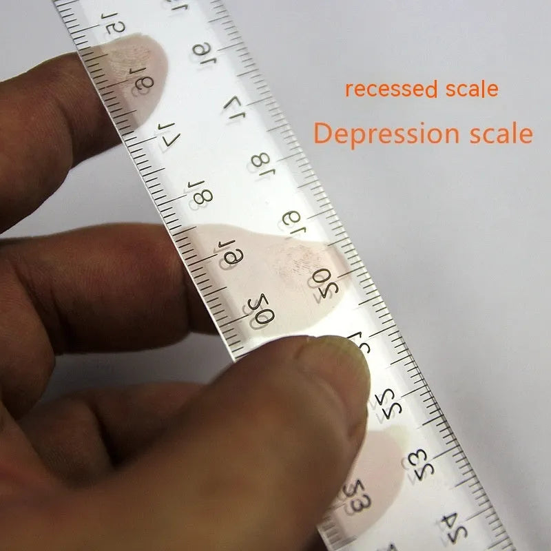 30cm plastic T-shaped drafting ruler with UK or double centimetre scale in orange yellow or transparent colours