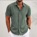 Light grey men's loose fit cardigan with lapels, made from cotton blend fabric.