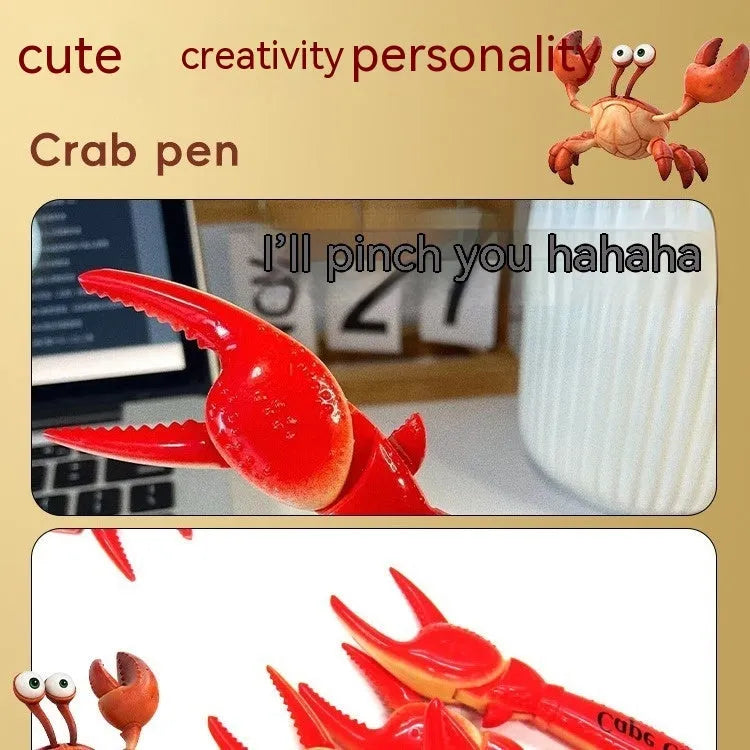 Crab claw ballpoint pen with interactive clip mechanism holding ball