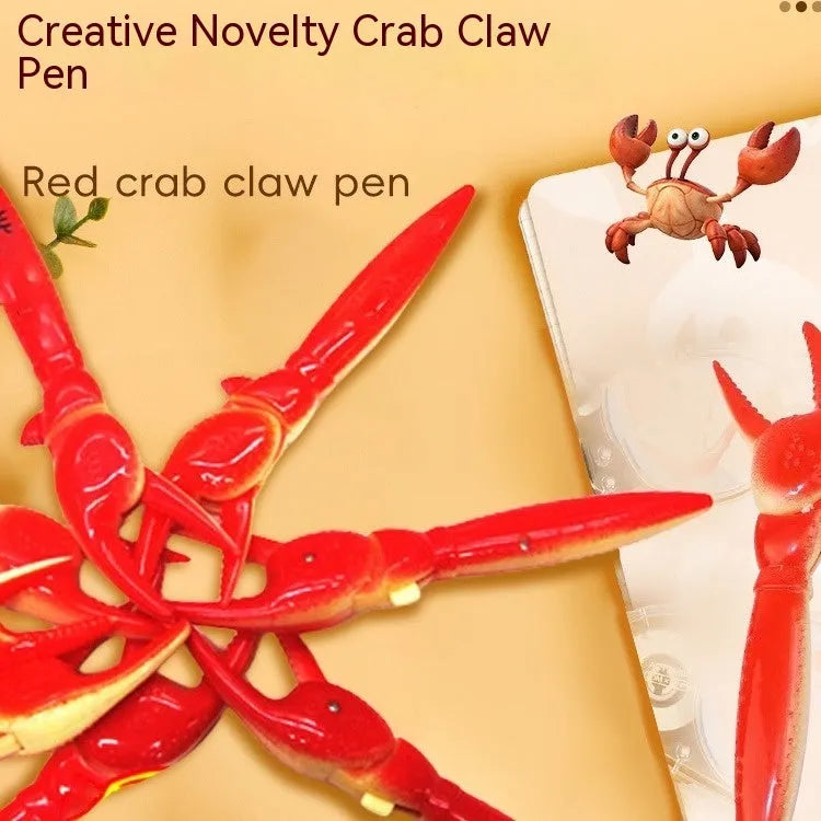 Crab claw ballpoint pen with interactive clip mechanism holding ball