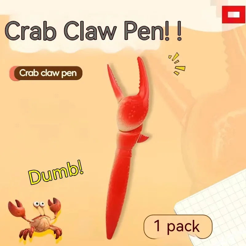 Crab claw ballpoint pen with interactive clip mechanism holding ball