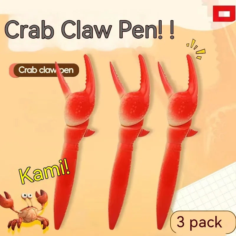 Crab claw ballpoint pen with interactive clip mechanism holding ball
