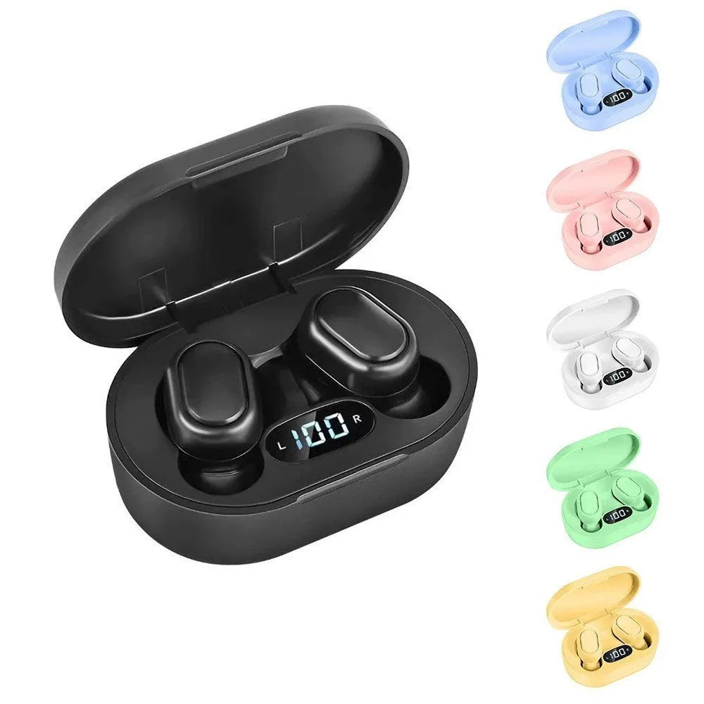 E7S wireless binaural mini in-ear sports Bluetooth headset with ear hook, shown in black