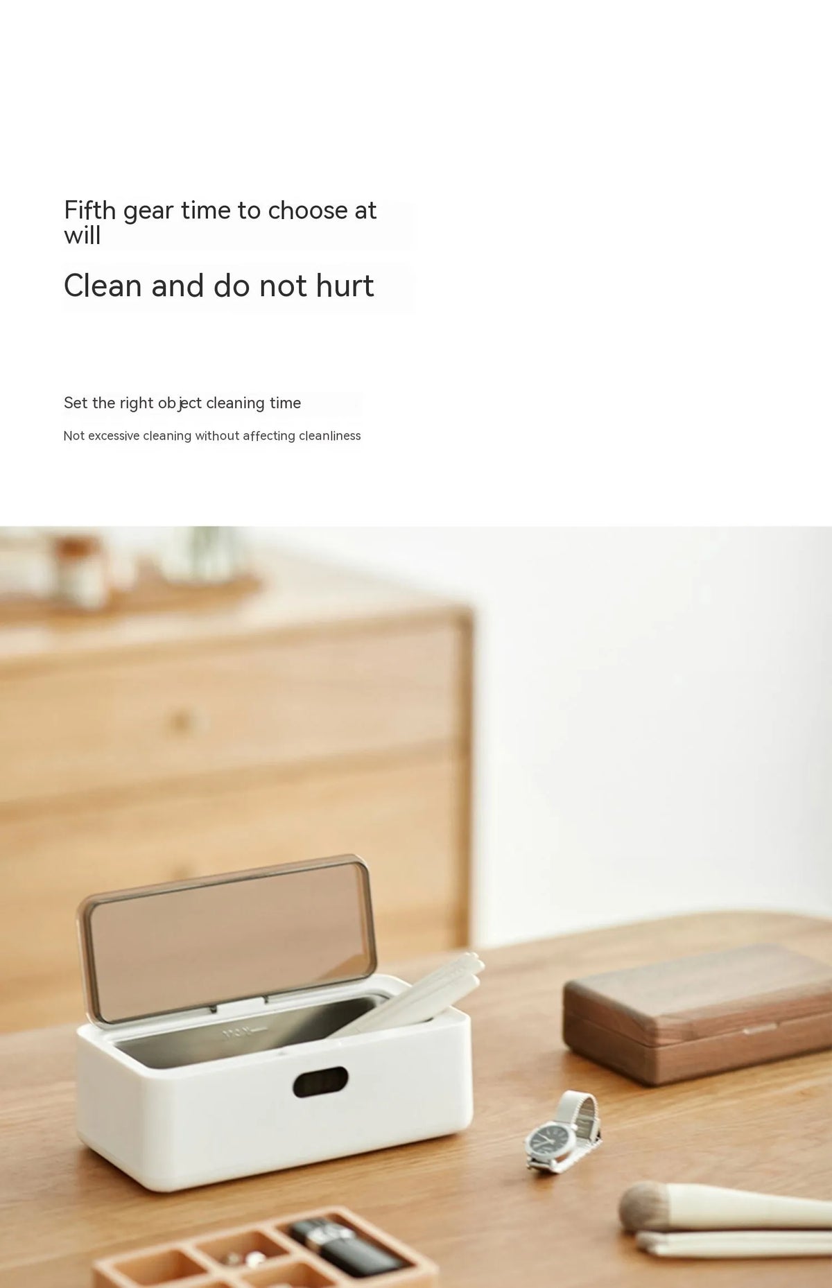 OLK-UC01 ultrasonic cleaning machine in ceramic white for glasses, contact lenses and jewellery, 500-700mL capacity