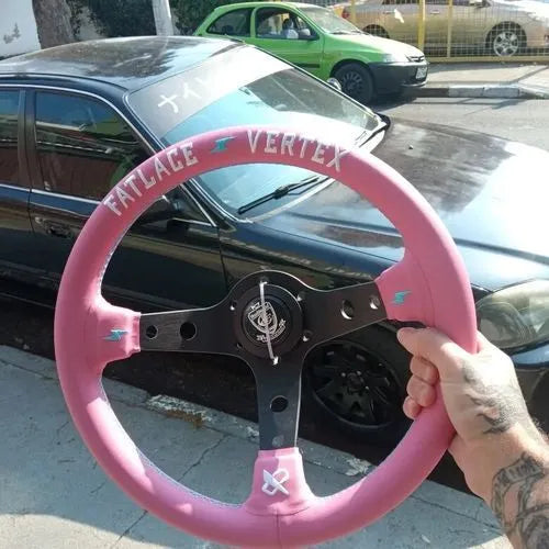 13-inch pink embroidered leather steering wheel with aluminium alloy bracket
