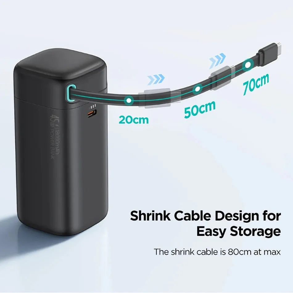PD45W magnetic power bank 18000mAh in Lightning Black with national trendy style pattern and PC shell, 50x112mm.