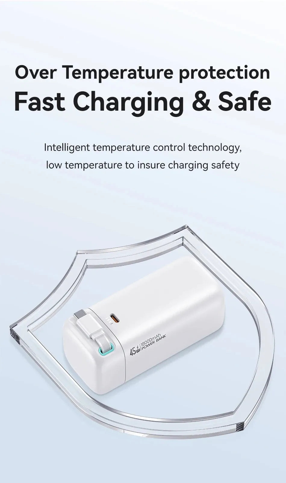 PD45W magnetic power bank 18000mAh in Lightning Black with national trendy style pattern and PC shell, 50x112mm.