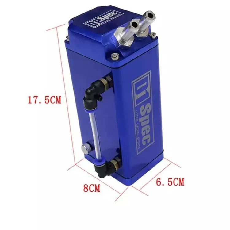Car engine oil catch tank with perforated pot in black, blue, red, and silver colour options