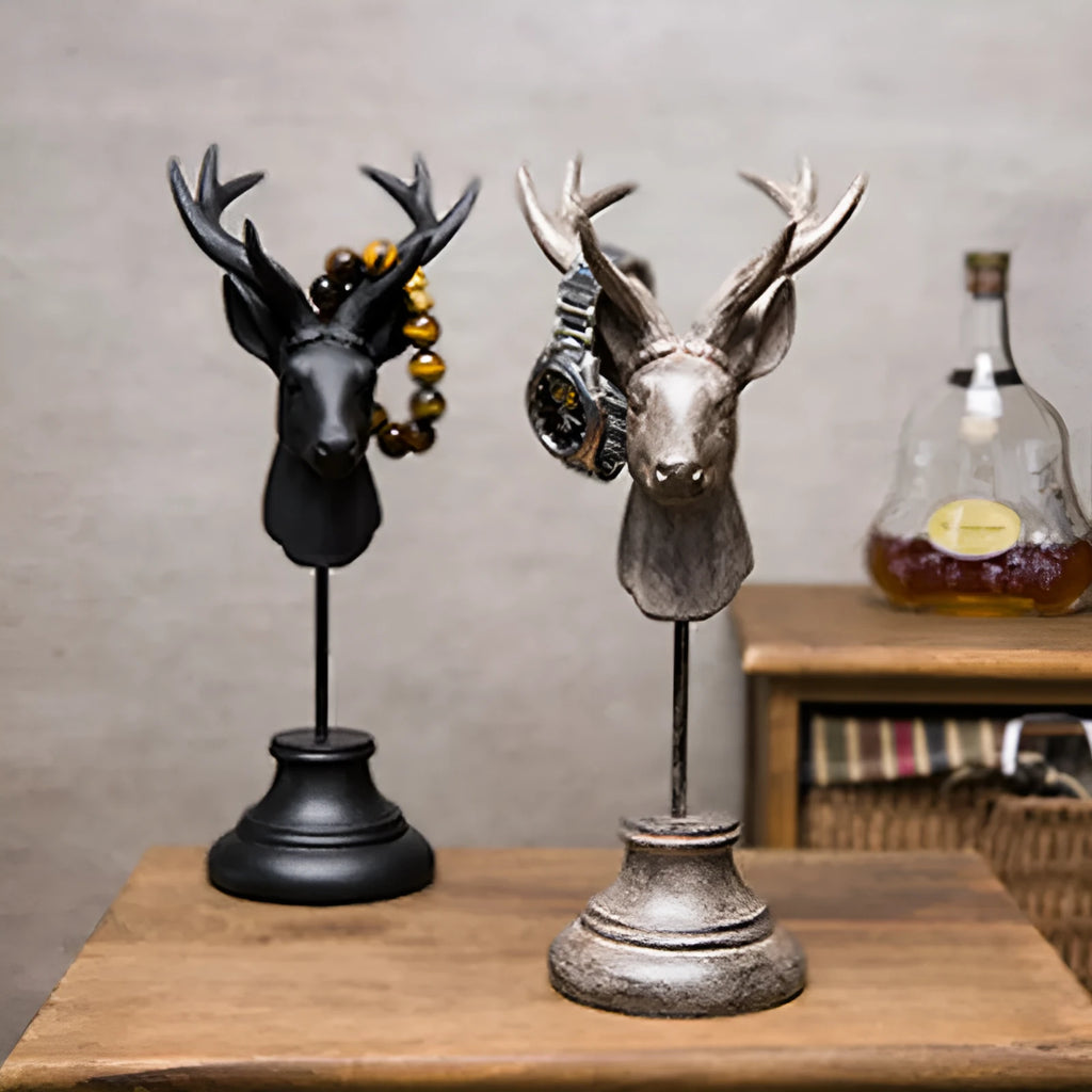 Natural resin animal figurine home decoration ornament in black, white, or wood colour