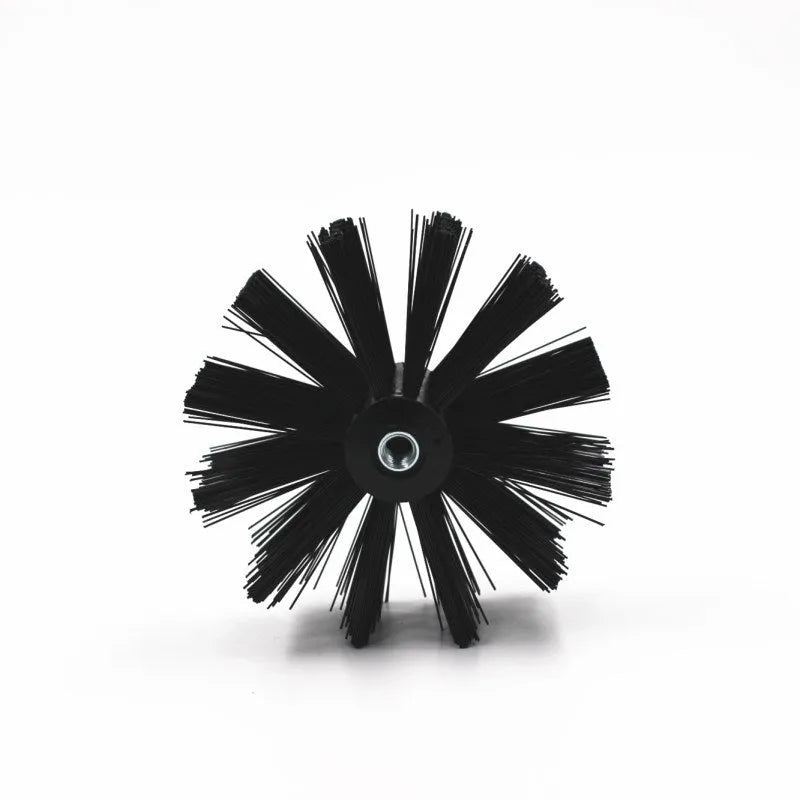 Pipe cleaning brush set with six nylon rods and 100mm diameter galvanised iron wire brush head in blister packaging