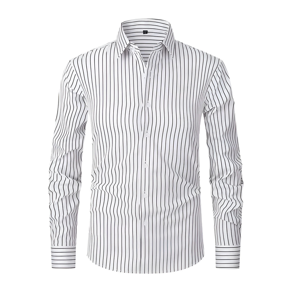 Men's striped business shirt with slim fit and long sleeves in multiple colour variations