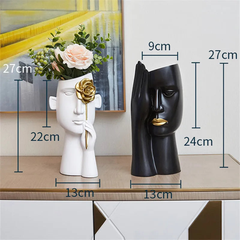 Resin art vase decoration in modern simple style black colour for living room