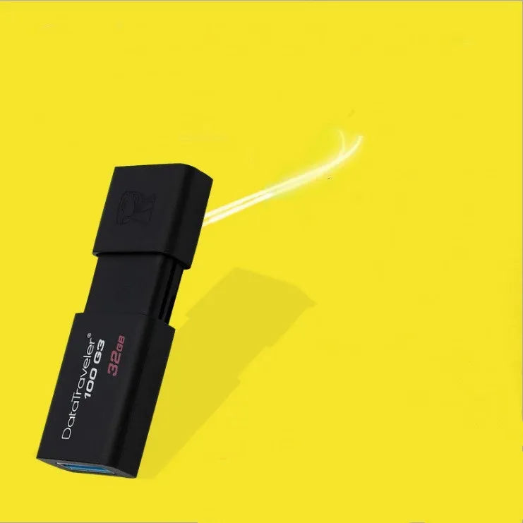 Black ABS dual-use USB flash drive with sliding cover design, available in 16GB to 512GB capacities