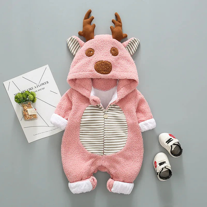 Long-sleeved baby romper in khaki colour with lace-up strap closure