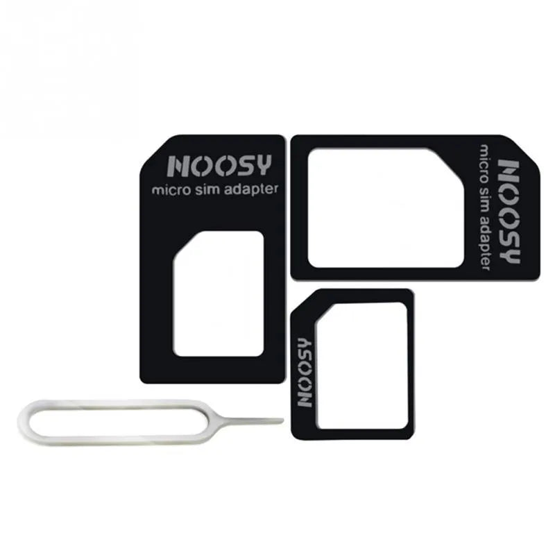 Three black SIM card ejector tools made from PC plastic on a white background