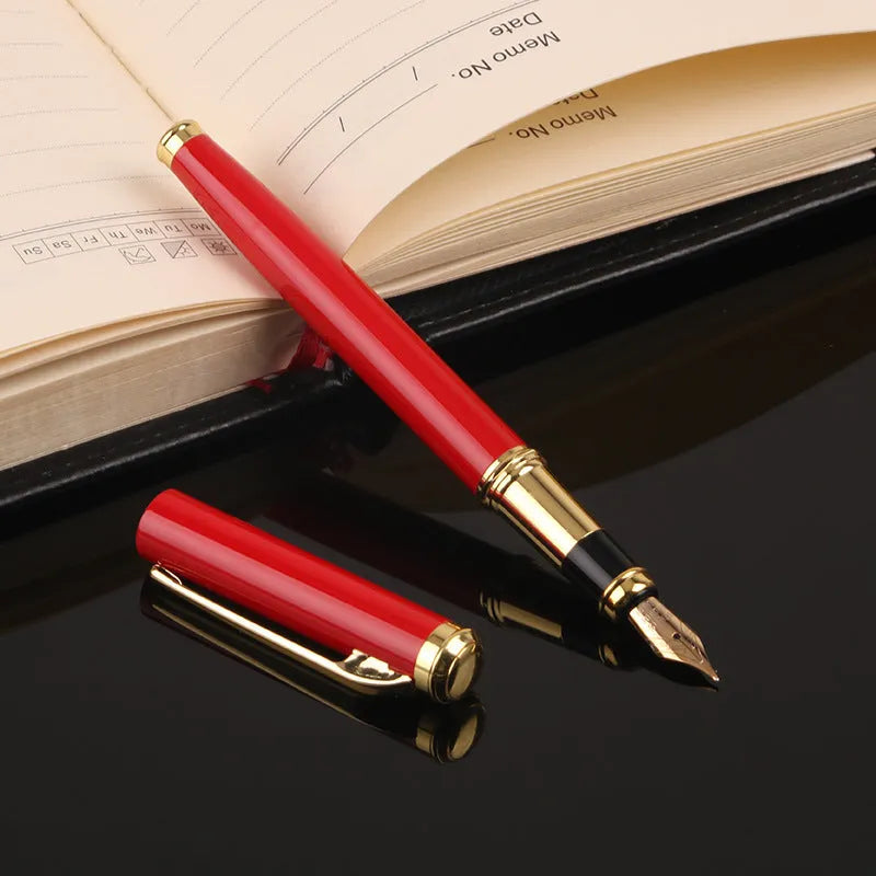 Metal ink pen with 0.5mm iridium nib in black or red for business and writing practice