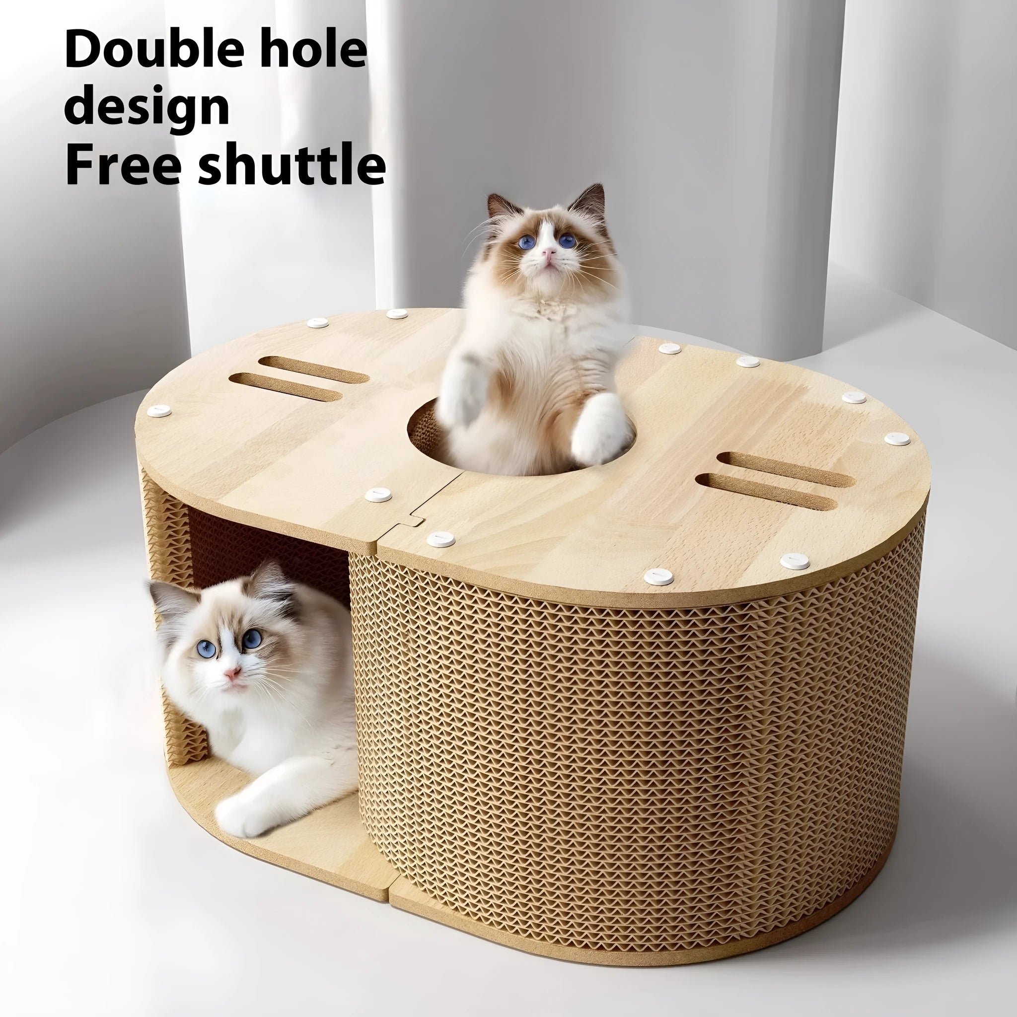 Small cat climbing frame in corrugated paper tunnel nest style 57x39x27.5cm simple indoor design