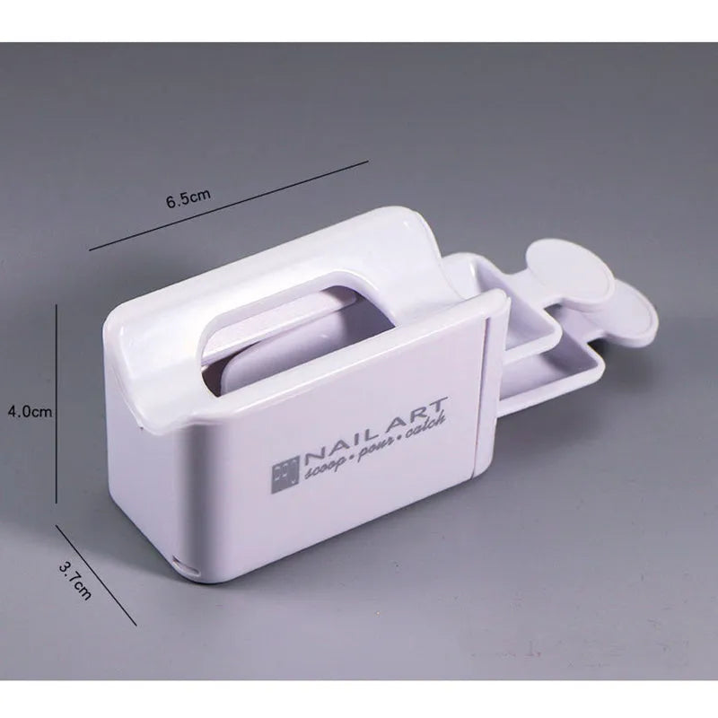 Three-layer white plastic nail powder box on a table for storing nail powder containers