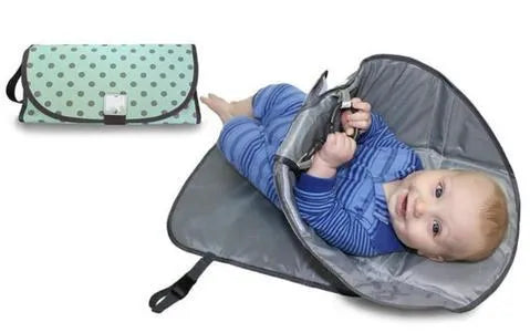 Portable diaper changing pad clutch, 70 x 50cm Oxford cloth mat with toy ring and waterproof surface