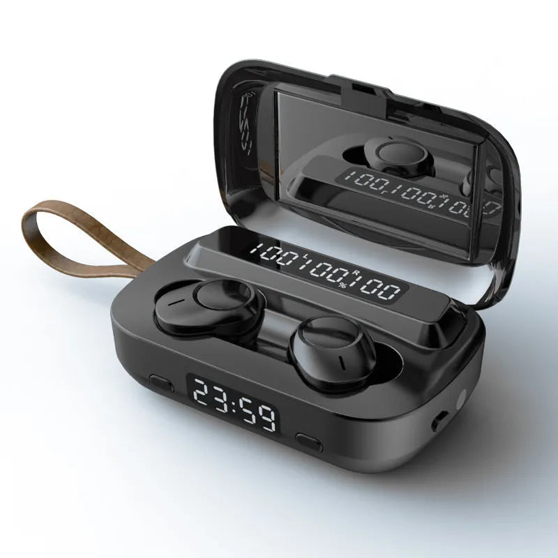 Bluetooth headset binaural wireless earbuds with LED battery display and voice control