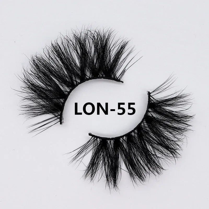 25MM3D mink false eyelashes in 25mm length on a white background showing soft 3D volume