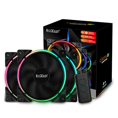Three black 120mm RGB PC case fans with hydraulic bearings