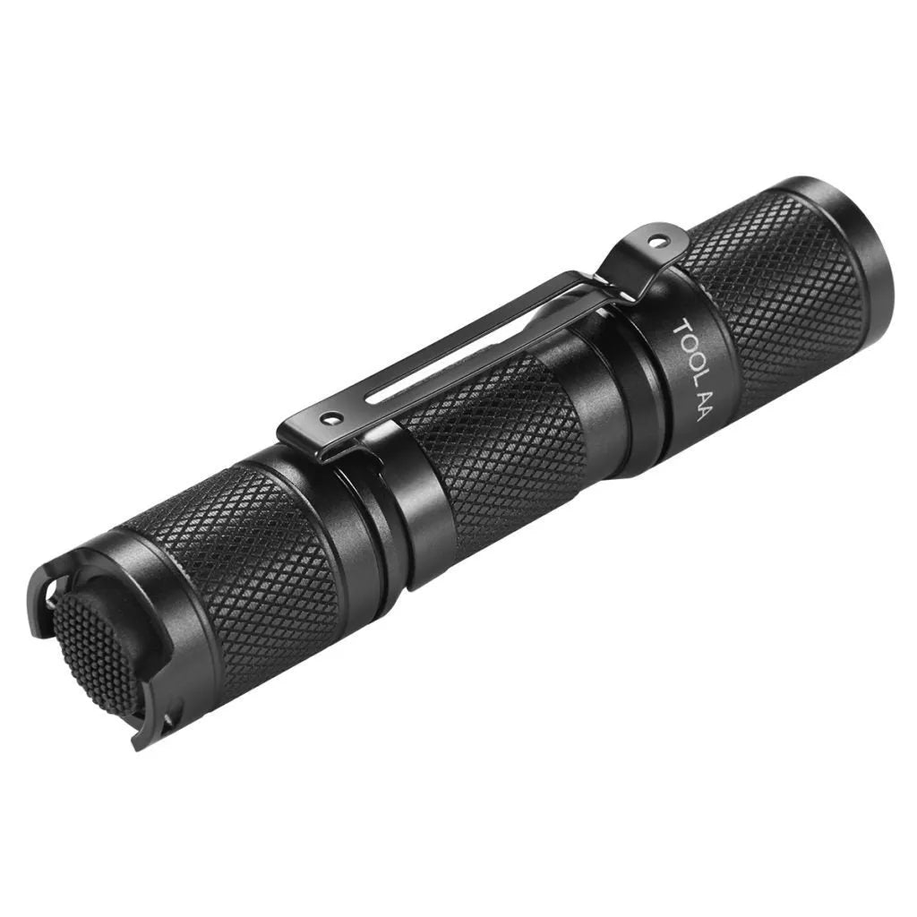 Lumintop Tool AA2.0 black aluminium compact flashlight with magnetic tail cap and battery