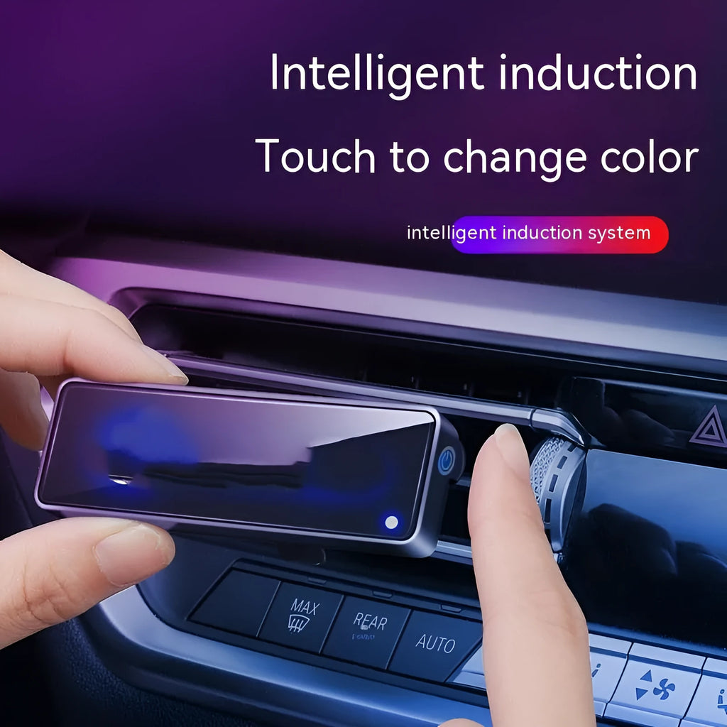 Black automobile air outlet aromatherapy ambience light with LED lighting and perfume function