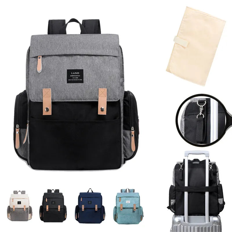 LAND Mommy MPB86 large Oxford cloth diaper backpack with changing mat in selected colour.
