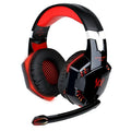 G9000 gaming headset with microphone, black blue colour, over-ear wired design, leather earmuffs, nylon braided cable