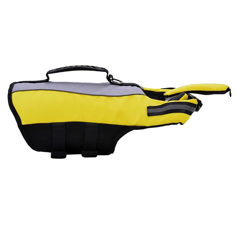 Namsan pet reflective airbag life jacket in fluorescent yellow, with air cushion and reflective strips, front view