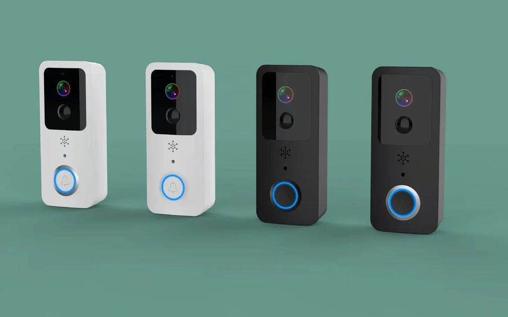Smart home waterproof HD visual doorbell intercom unit in black or white.