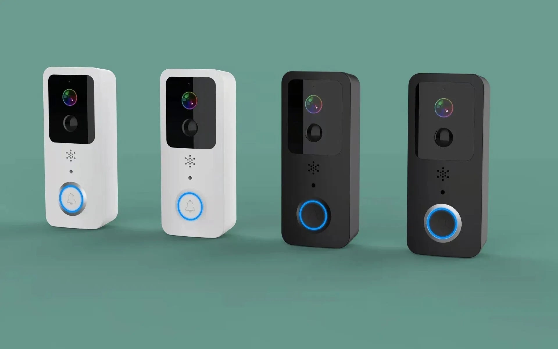 Smart home waterproof HD visual doorbell intercom unit in black or white.
