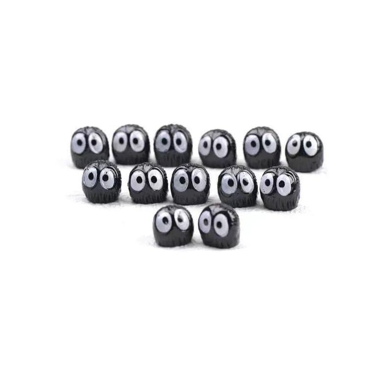 Small black cartoon coal ball resin decoration for car interior with traceless tape