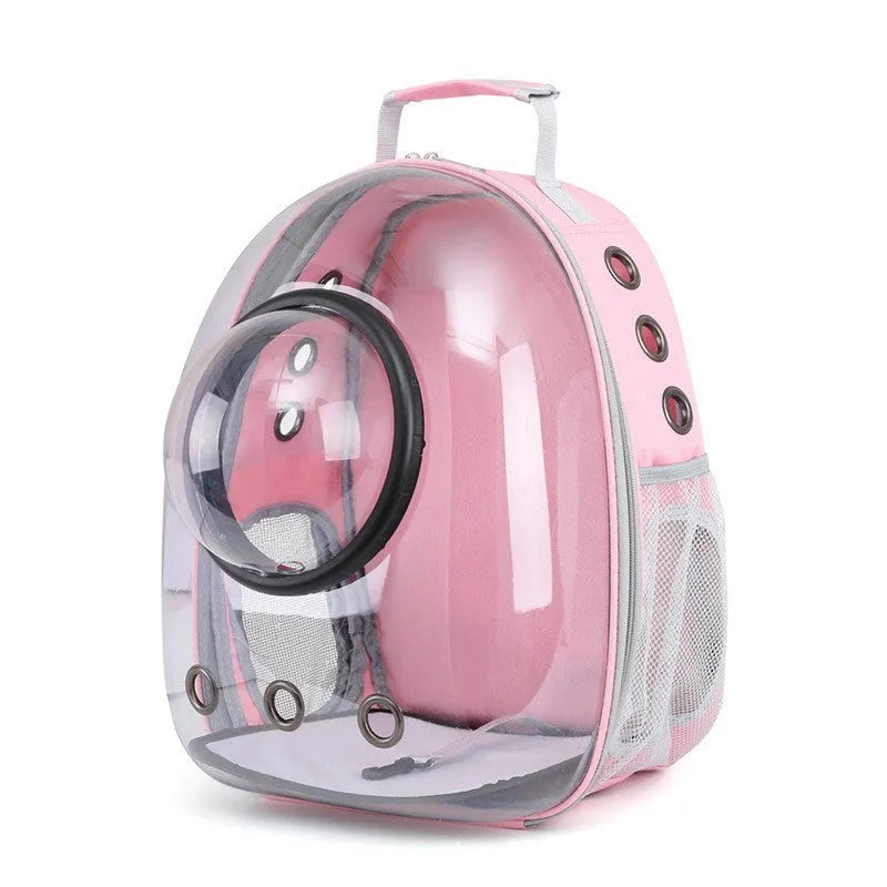 Grey side-opening PC astronaut pet bag for carrying cats and small animals