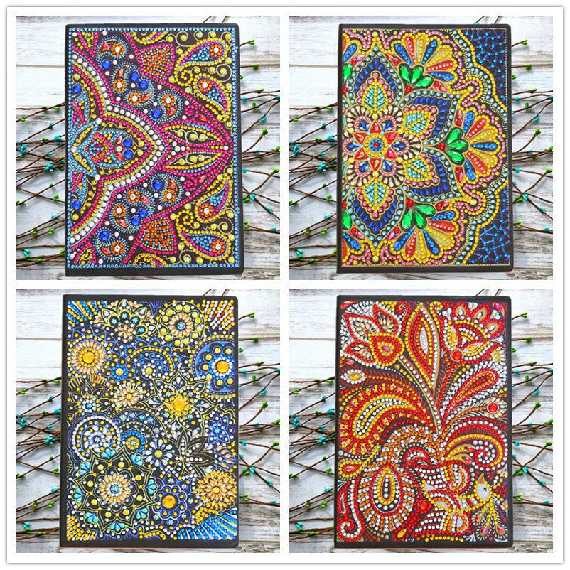 5D diamond notebook with multicolour resin rhinestone cover, 15x21cm size