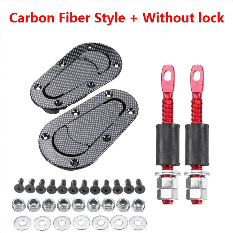 Pair of racing car front cover locks ABS plastic aluminium alloy black colour with lock