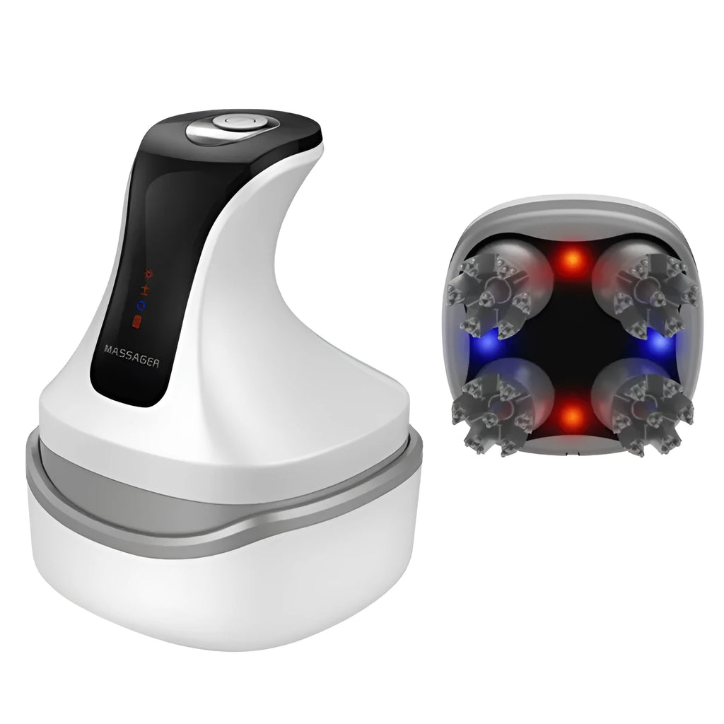 Water Wave rechargeable cat head massager in vanilla blue colour with push button control