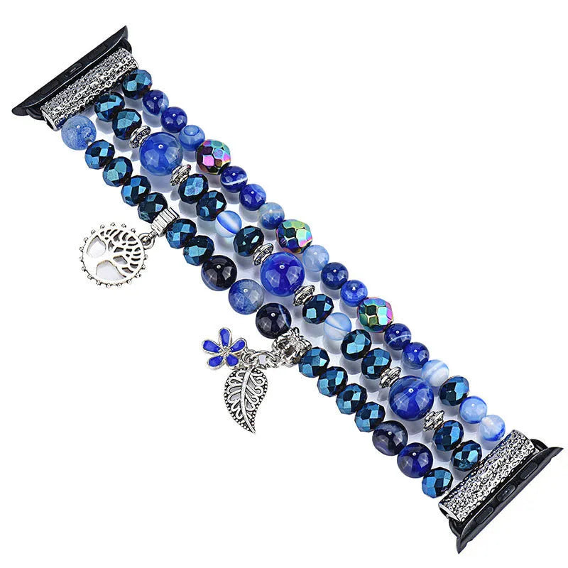 Sapphire crystal watch strap bracelet with blue crystal accents for Apple watch sizes 38/40/41mm and 42/44/45mm