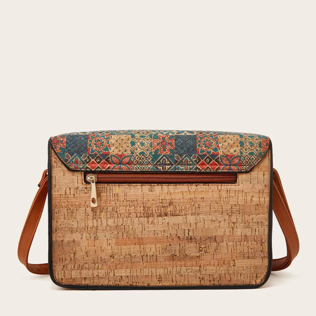 Women's printed floral crossbody bag in PU material with large capacity and single adjustable shoulder strap