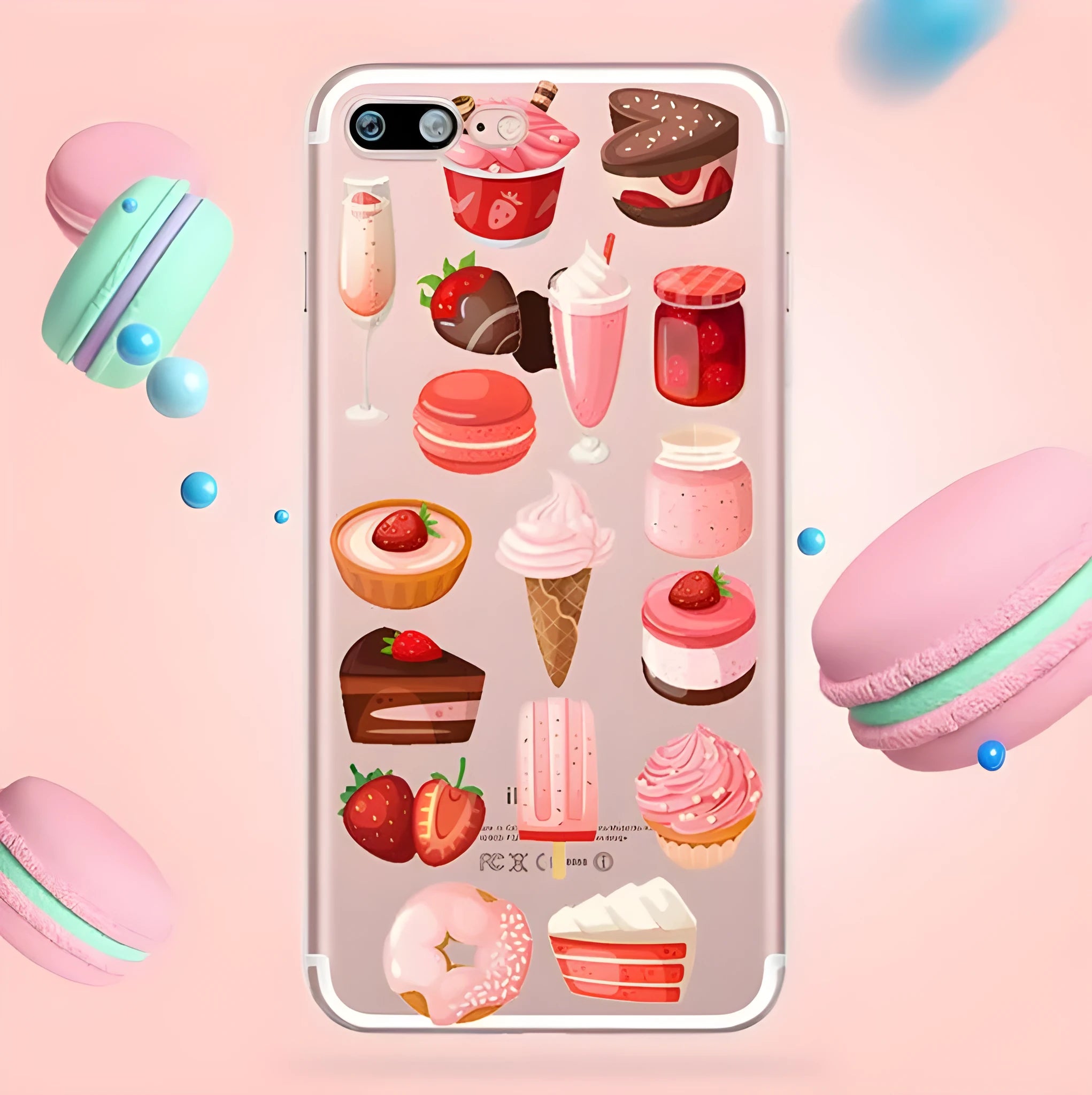 Transparent ice cream pattern silicone iPhone case showing back cover design