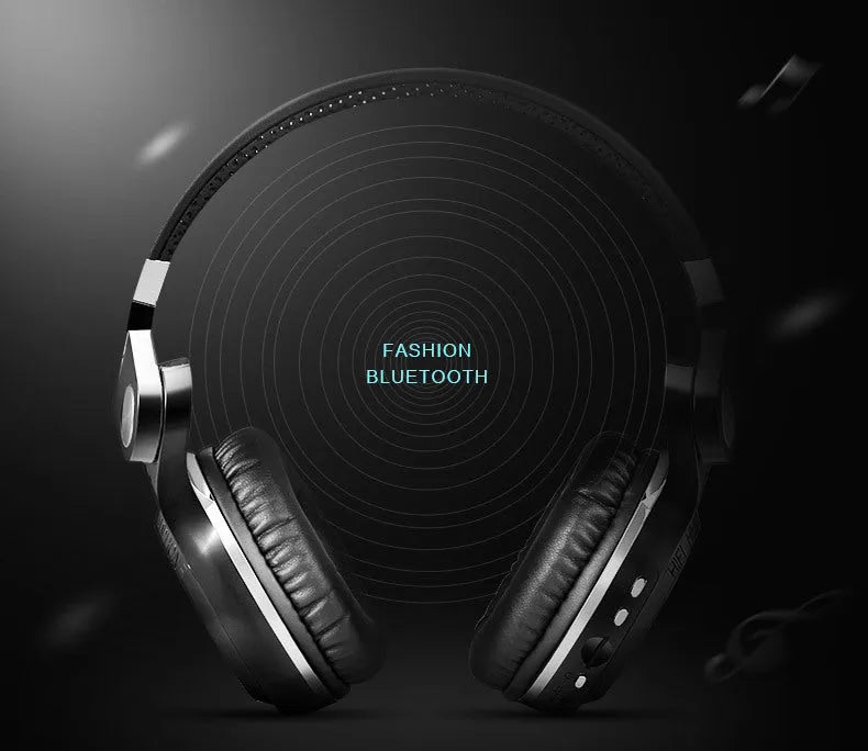Bluetooth wireless headset with head-mounted bilateral stereo design in black, white, blue, and red colour options