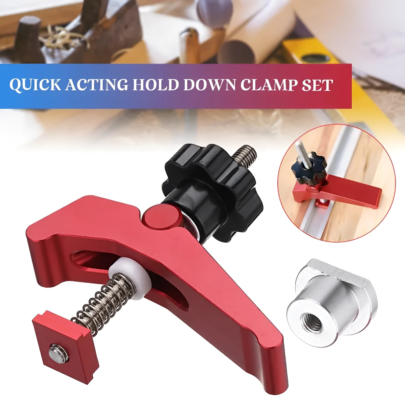 Red aluminium alloy woodworking bench block slide holder with flat mouth explosion-proof design