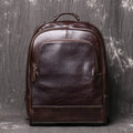 Men's leather handbag backpack in black first layer cowhide with multiple pockets and 30x12x42cm dimensions