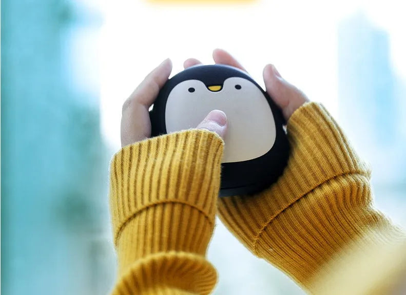 Cartoon penguin polar bear design USB rechargeable electric hand warmer with power bank feature
