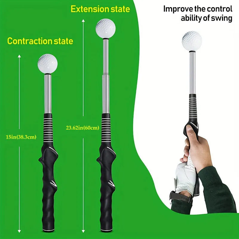 Telescopic stainless steel golf swing simulator in black colour