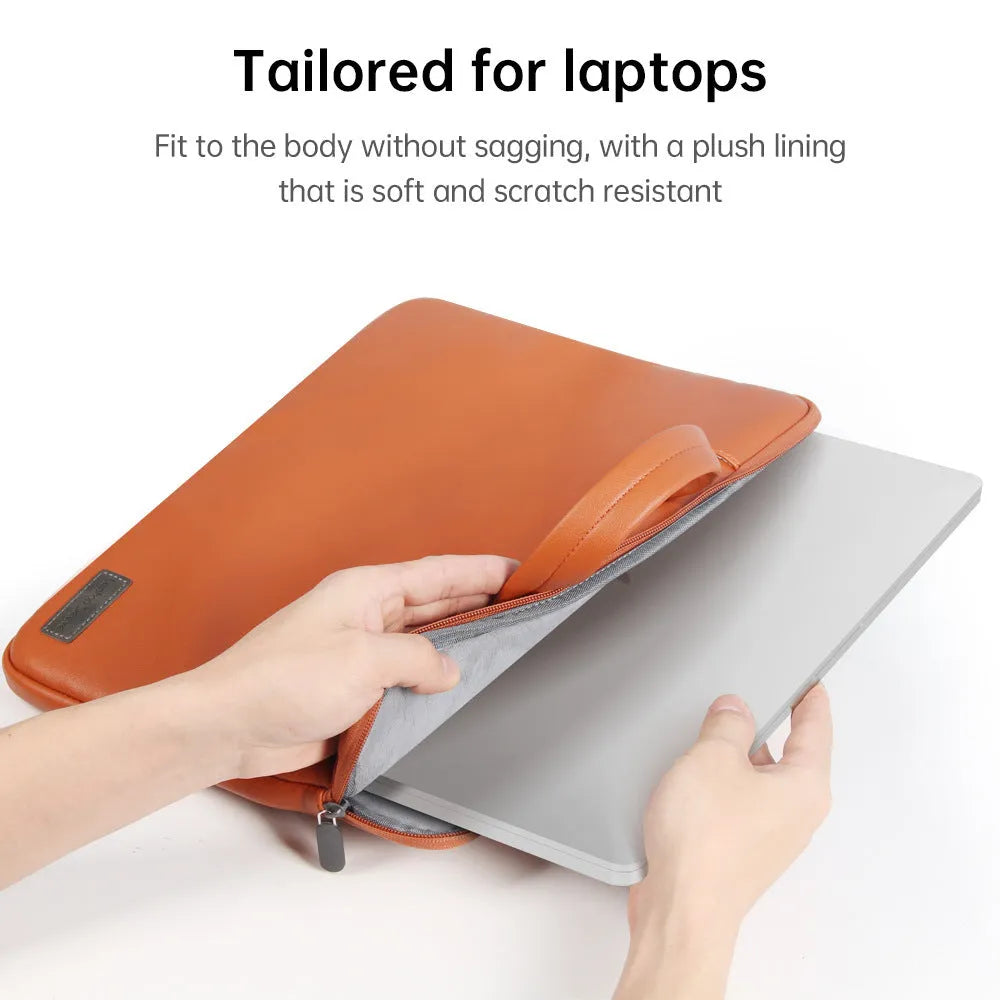 Waterproof PU laptop bag in black with accessory bag and shoulder strap for 15.6 inch laptop
