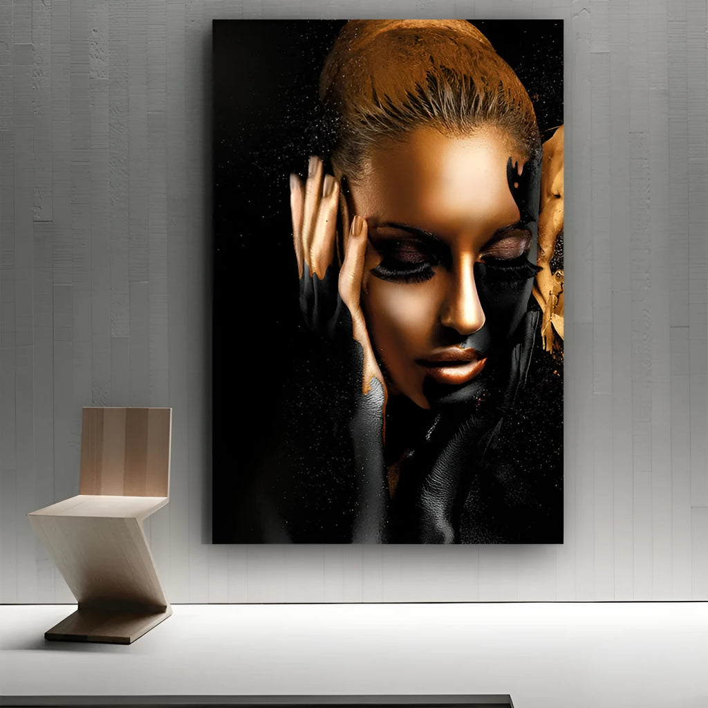 Frameless canvas wall painting with still life African woman pattern, abstract series, five sizes from 20x30cm to 60x80cm