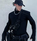 Black high collar bottoming shirt for women, 100% cotton, long sleeves, figure-flattering fit, L M XL XXL sizes